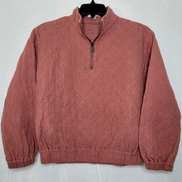 Madewell Rose Dust Diamond Jacquard Half Zip Pullover Size XS - Picture 3 of 13